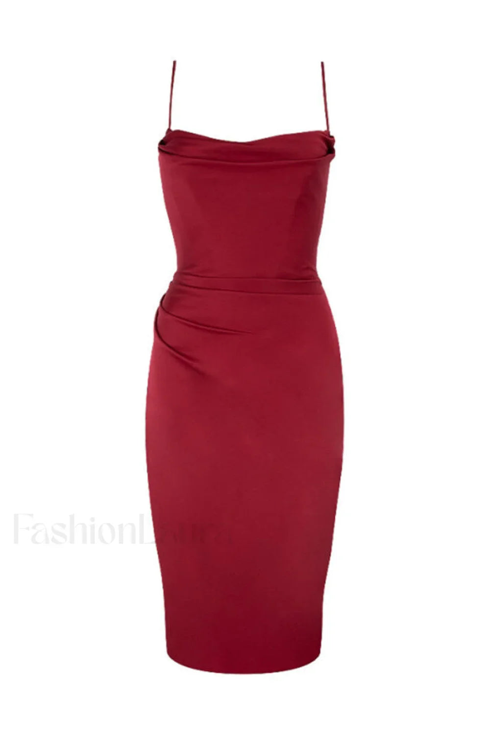 Anja Wine Satin Charming Corset Midi Dress