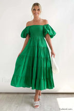 Anne Elegant Tiered Dress S / Green