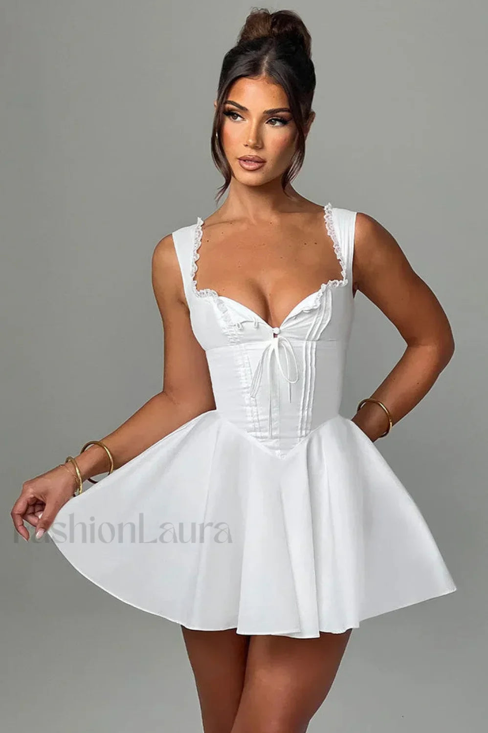 Antonella Elegant Mini Dress XS / White