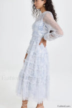 Araceli Long Stylish Sleeve Midi Dress