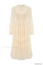 Araceli Long Stylish Sleeve Midi Dress S / Apricot