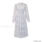 Araceli Long Stylish Sleeve Midi Dress S / Light Grey