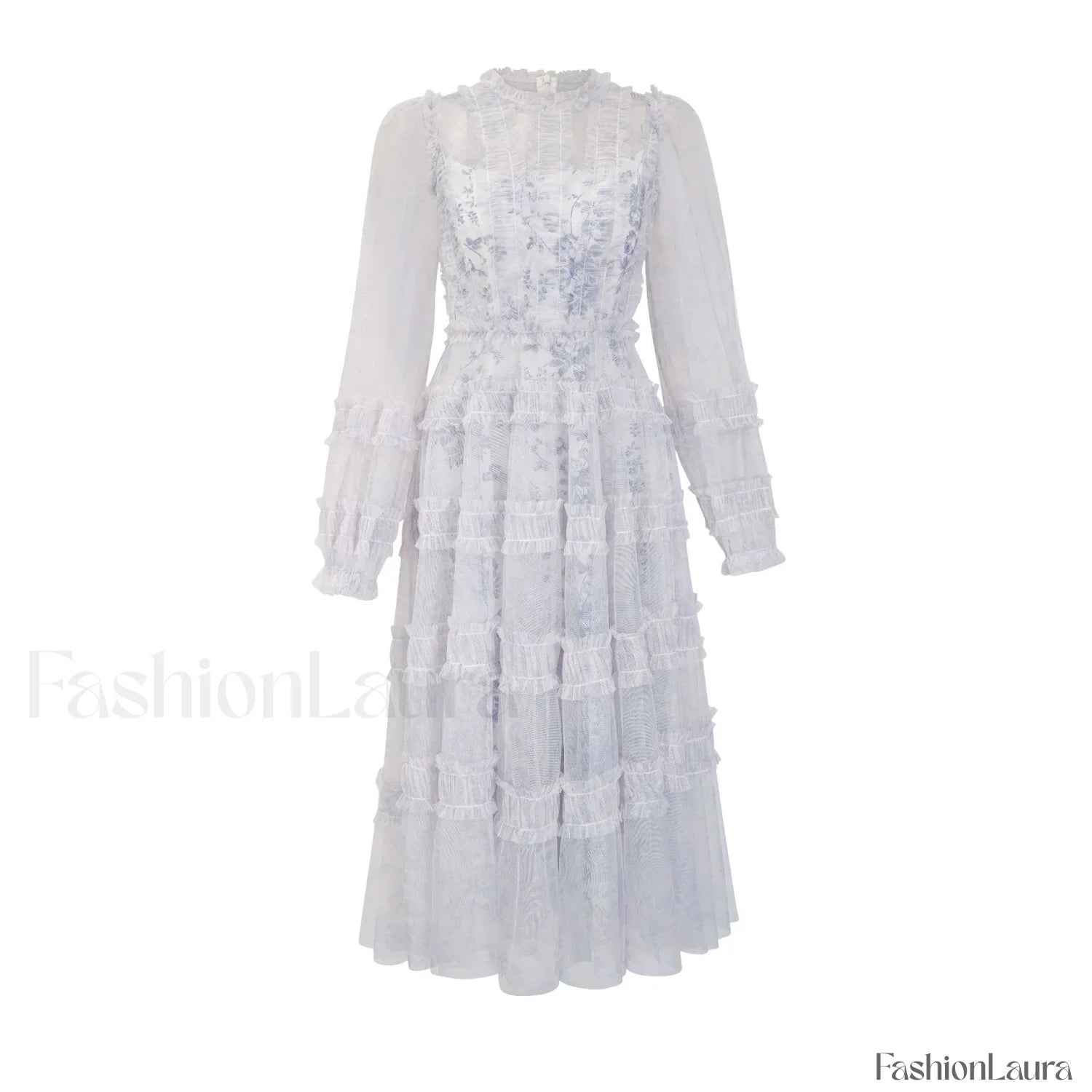 Araceli Long Stylish Sleeve Midi Dress S / Light Grey