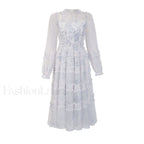 Araceli Long Stylish Sleeve Midi Dress S / Light Grey