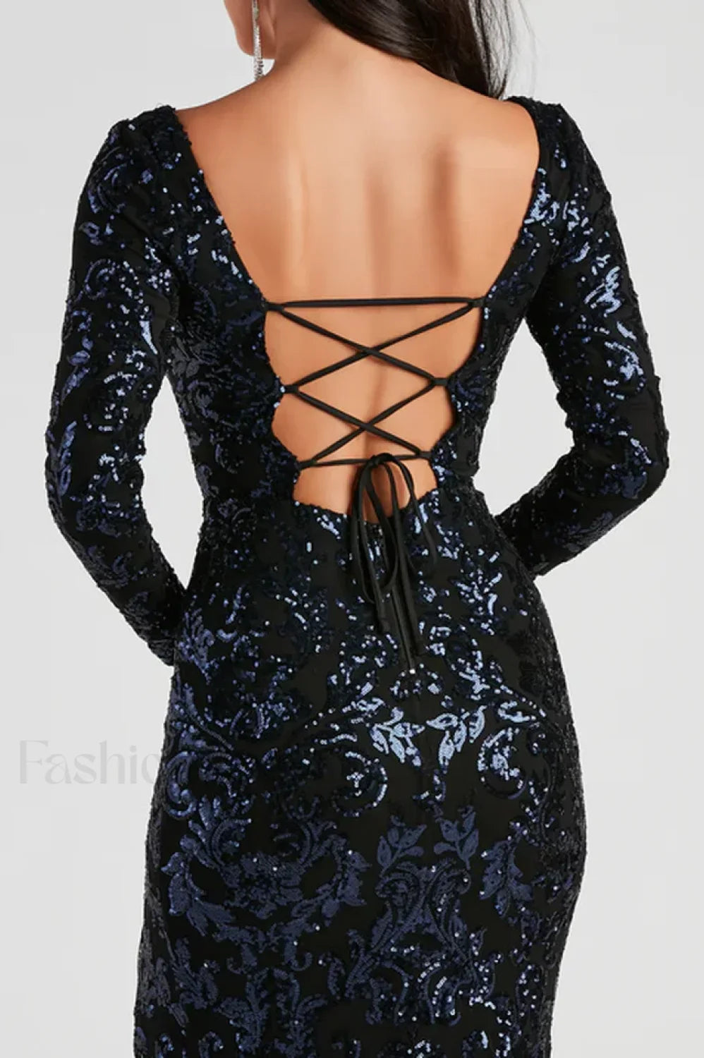 Arial Formal Stylish Sequin Lace Up Dress