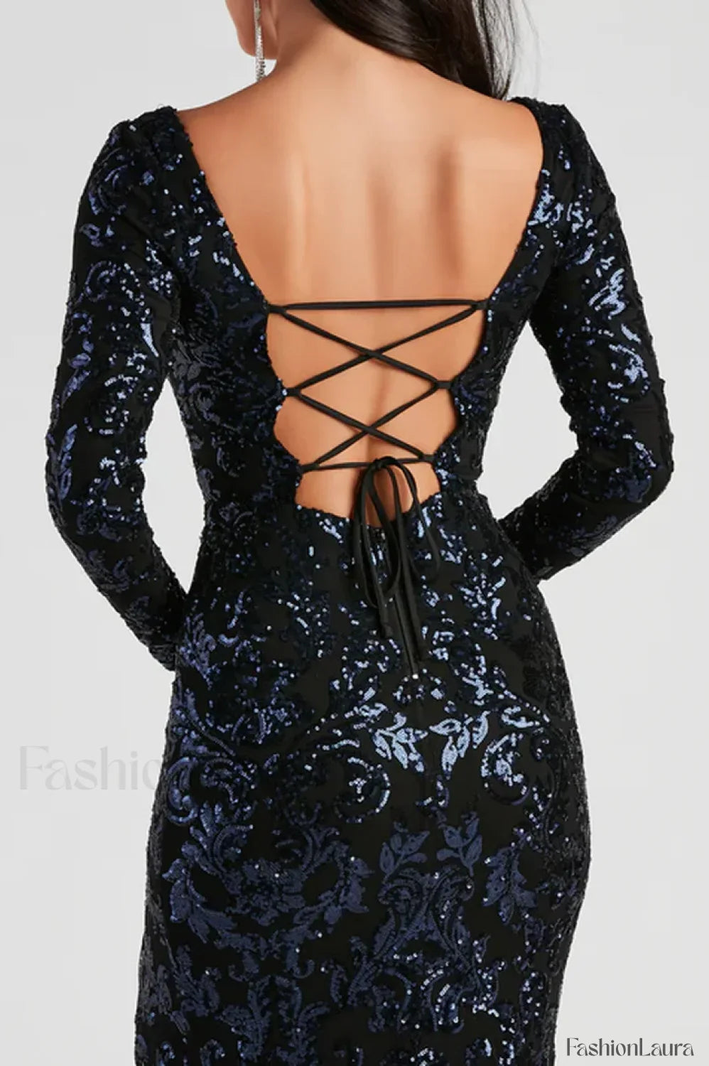 Arial Formal Stylish Sequin Lace Up Dress