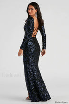 Arial Formal Stylish Sequin Lace Up Dress