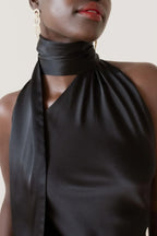 Astrella Neck Wrap Charming Midi A Line Dress