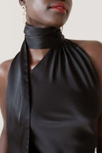 Astrella Neck Wrap Charming Midi A Line Dress