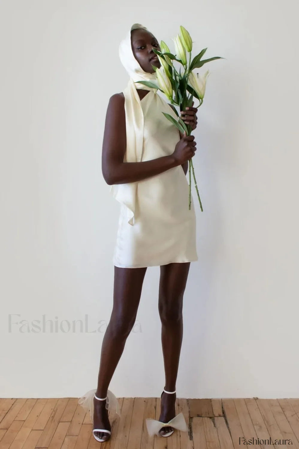 Astrella Neck Wrap Charming Midi A Line Dress