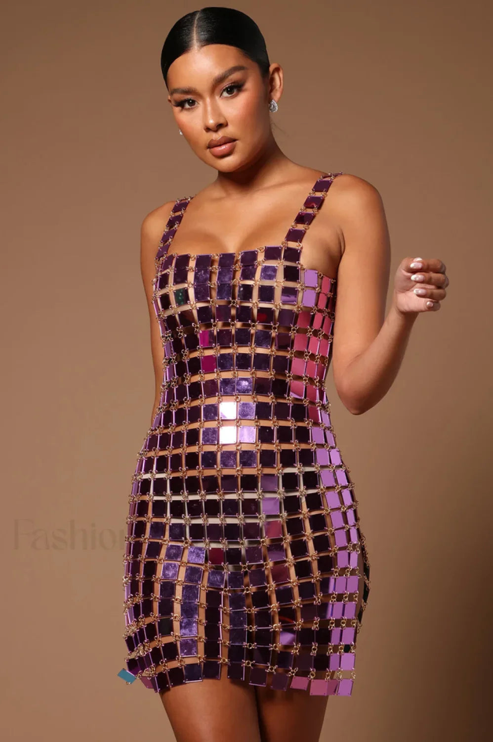 Astrid Mirror Stylish Mini Dress Free / Purple