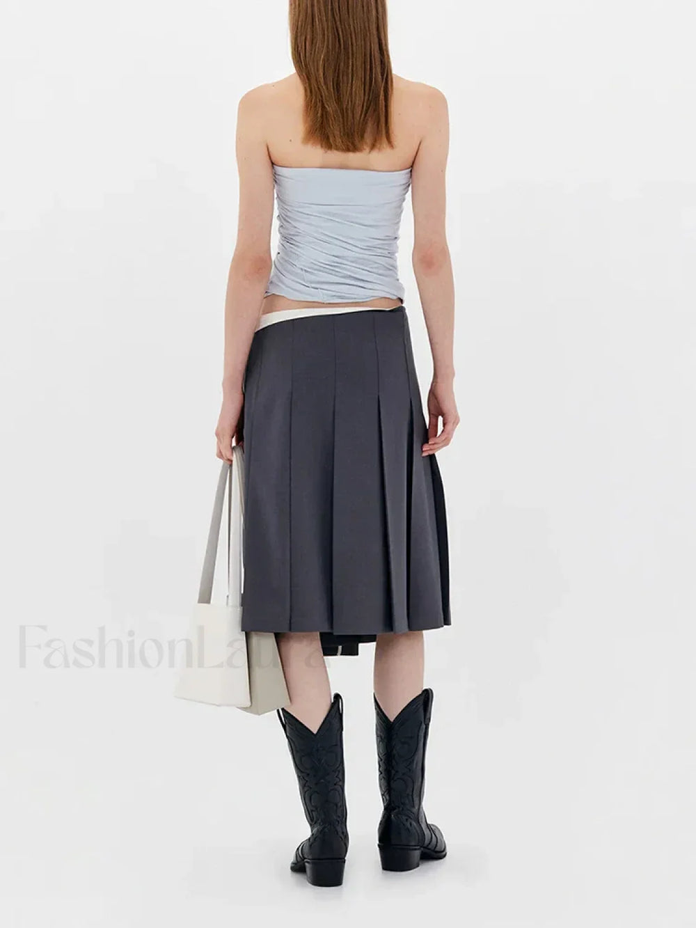 Asymmetric Striped High Waist Skirt