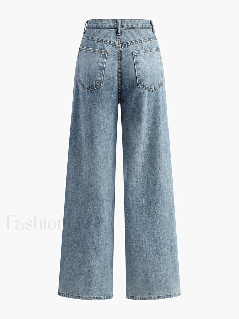 Asymmetric Waist Wide Leg Jeans Pants