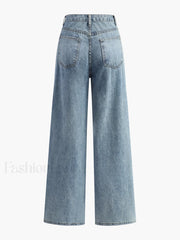 Asymmetric Waist Wide Leg Jeans Pants