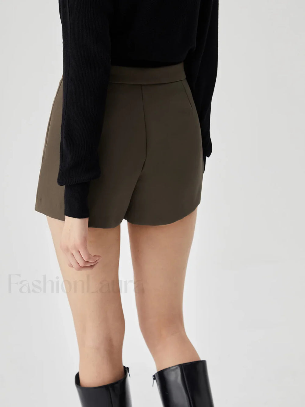 Asymmetric Wrap Graceful Zip Mini Skort Shorts