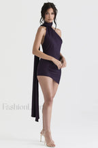 Asymmetric Wrap Stylish Neck Dress
