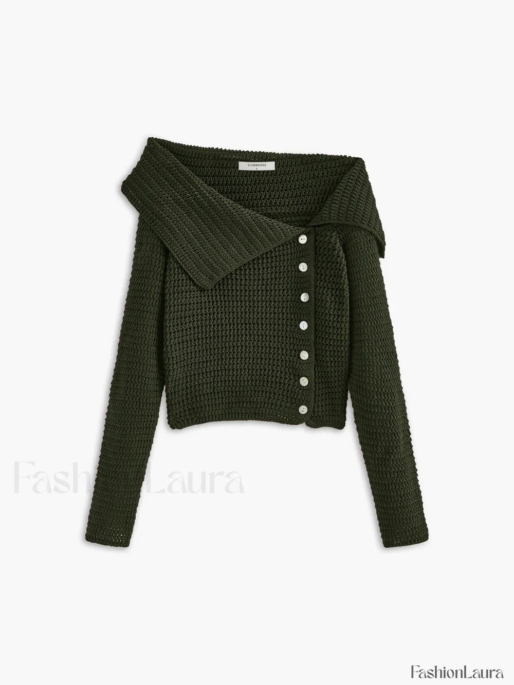 Asymmetrical Breasted Knit Top ArmyGreen / XS Knit Tops
