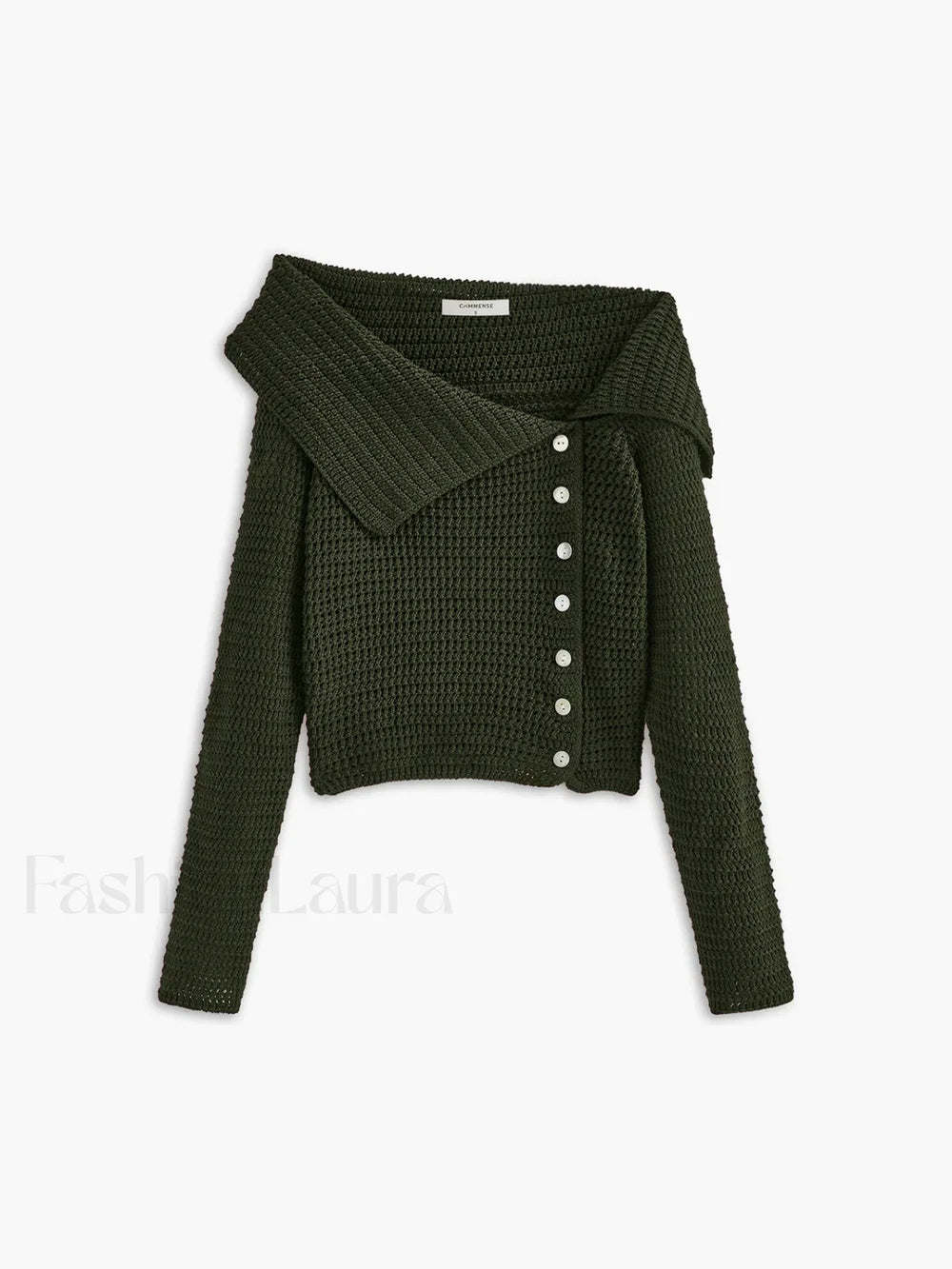 Asymmetrical Breasted Knit Top ArmyGreen / XS Knit Tops