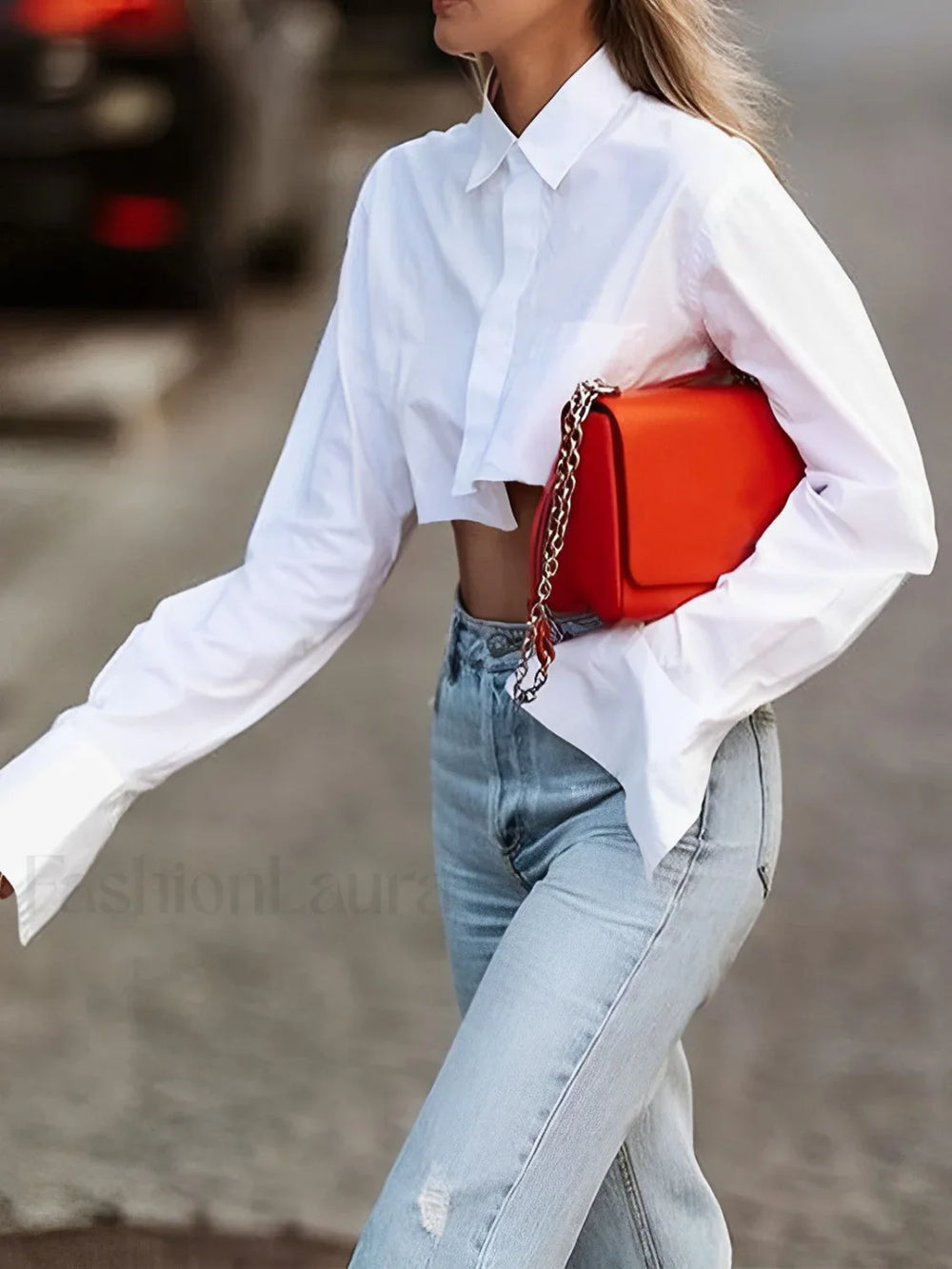 Asymmetrical Cotton Crop Shirt Shirts