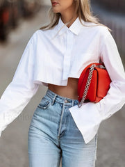 Asymmetrical Cotton Crop Shirt White / XS Shirts