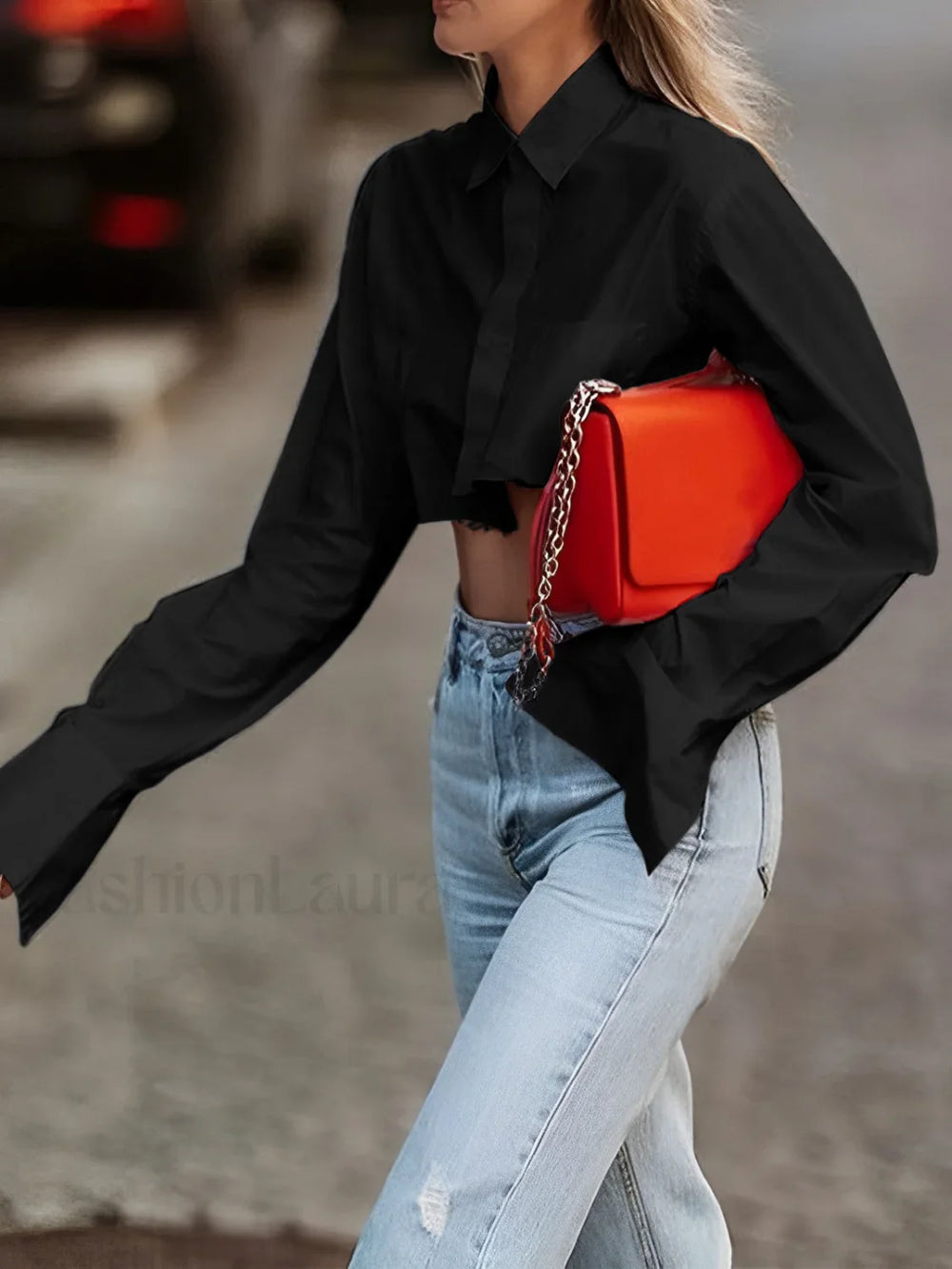 Asymmetrical Cotton Graceful Crop Shirt Shirts