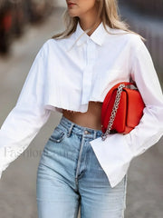 Asymmetrical Cotton Graceful Crop Shirt White / XS Shirts