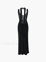 Asymmetrical Hem Backless Trendy Split Maxi Dress Dresses