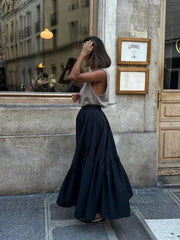 Asymmetrical Pleated Maxi Skirt Skirts