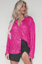 Attention Seeker Stylish Sequin Top S / Fuchsia