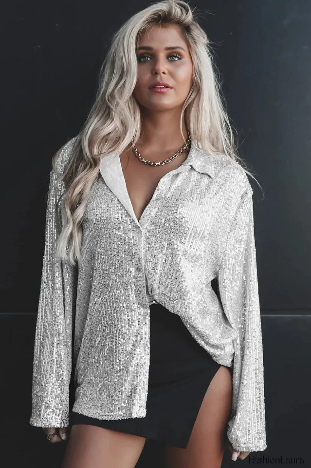 Attention Seeker Stylish Sequin Top S / Silver