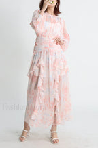 Aurier Round Neck Charming Balloon Sleeve Maxi Dress
