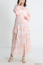 Aurier Round Neck Charming Balloon Sleeve Maxi Dress