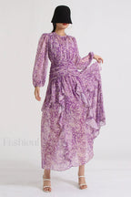 Aurier Round Neck Charming Balloon Sleeve Maxi Dress