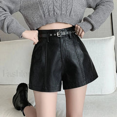 Autumn Winter Leather Fashion PU Casual Boots Shorts Black / S