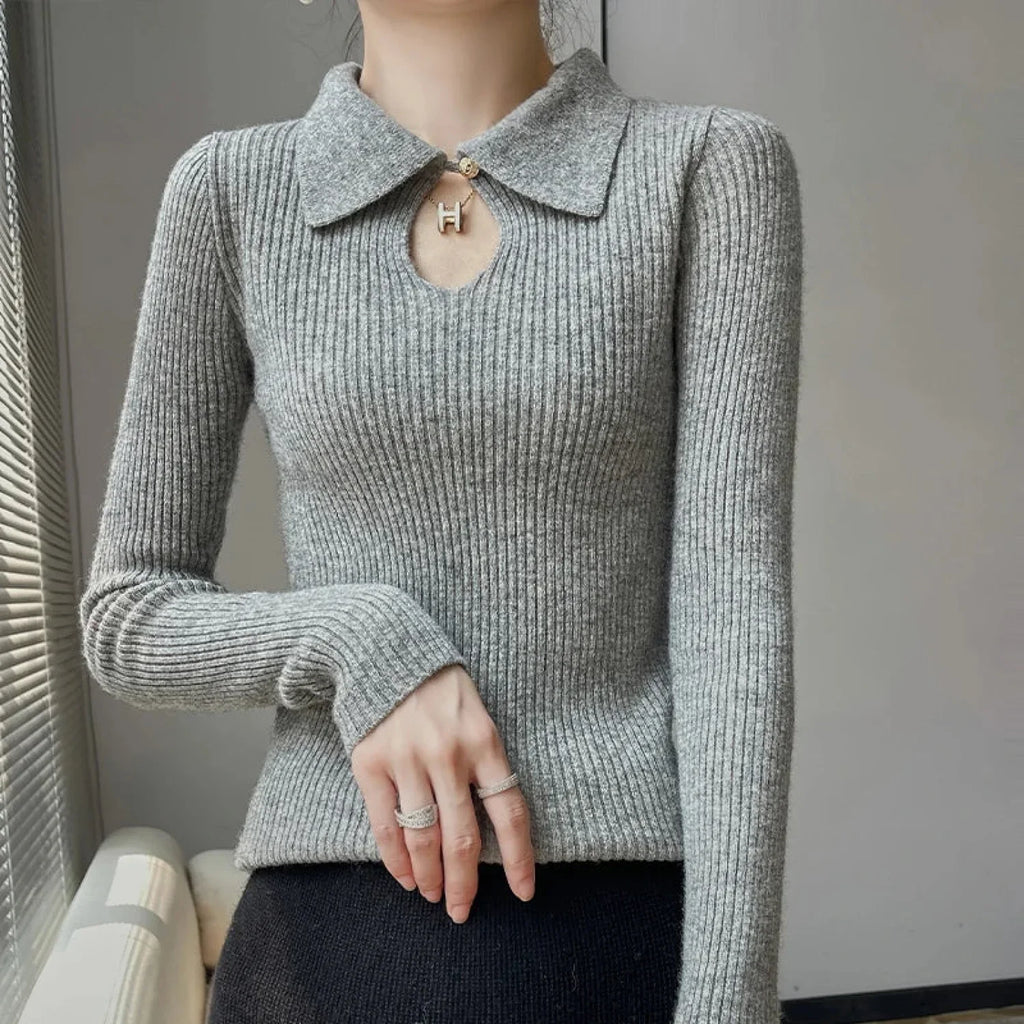 Autumn Winter New Women’s Wool Polo Neck Solid Color Thick Slim Cashmere Sweater Sweaters L