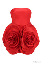 Ayat Strapless Stylish Flower Mini Dress XS / Red