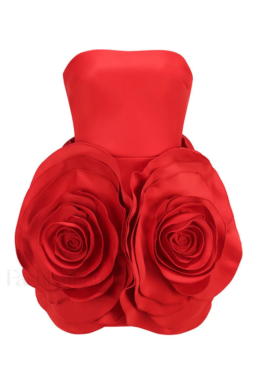 Ayat Strapless Stylish Flower Mini Dress XS / Red