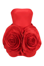 Ayat Strapless Stylish Flower Mini Dress XS / Red