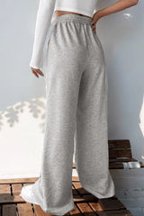 Wide Leg V Waist Paneled Knit Pants
