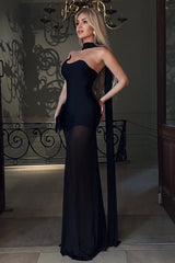 Stretch Tulle Bandage Mesh Formal Dress