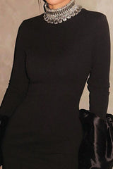 Sparkling Round Neck Long Sleeve Bubble Sleeve Formal Dress