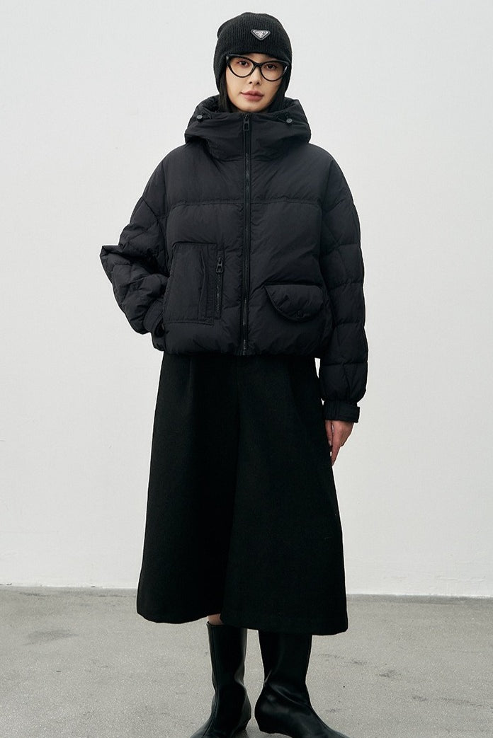 Cropped Relaxed Fit Puffer Jacket