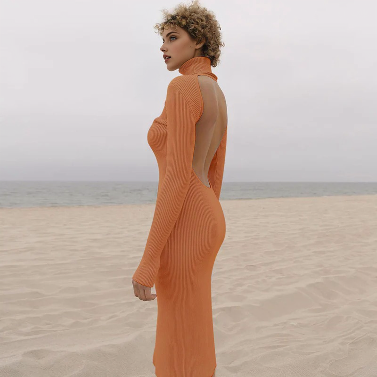 Julia Fashion - High Collar Back Hollow Dress