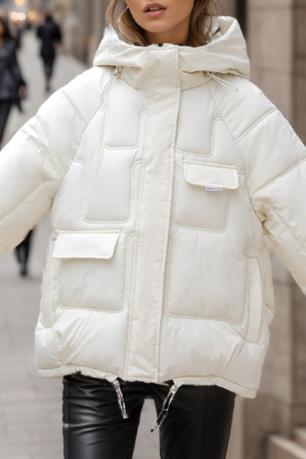Cropped Insulated Cargo Puffer Jacket S / White