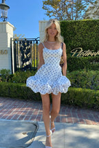 Backless Bustier Stylish Mini Dress S / Polka Dot