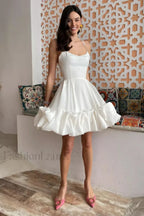Backless Bustier Stylish Mini Dress S / Ivory
