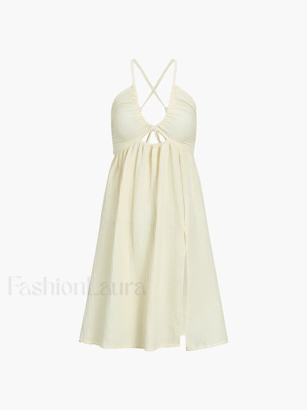 Backless Criss Cross Trendy Split Midi Dress Dresses