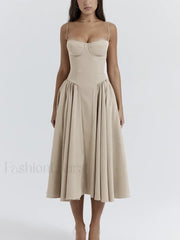 Backless Dropped Waist Midi Dress