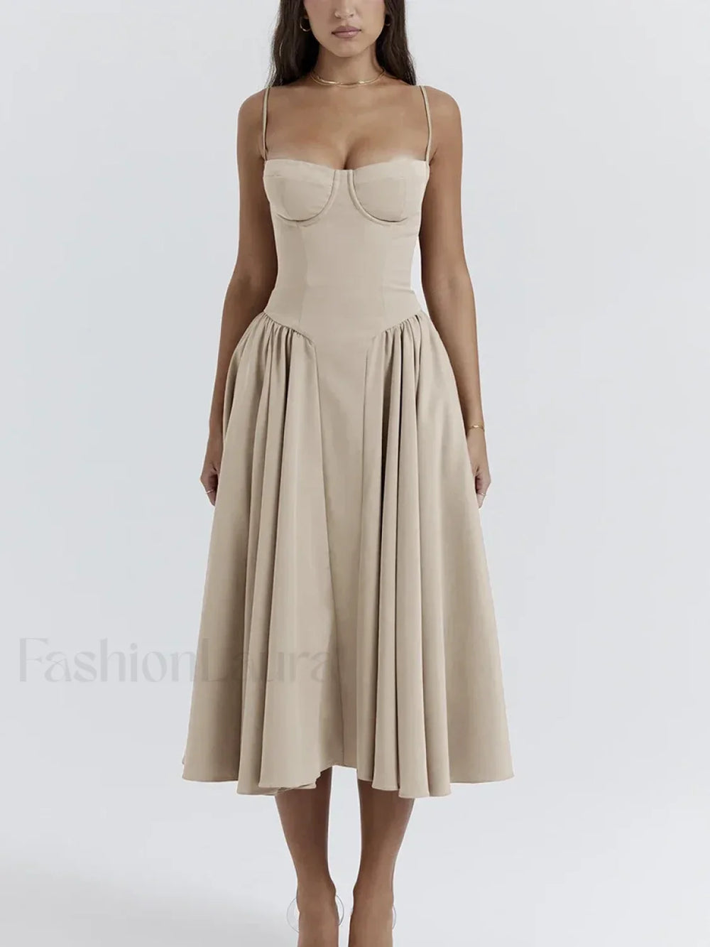 Backless Dropped Waist Midi Dress