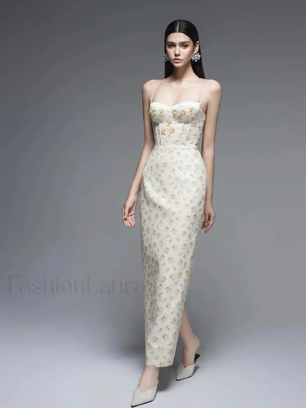 Backless Floral Strapless Maxi Dress PRINT / S